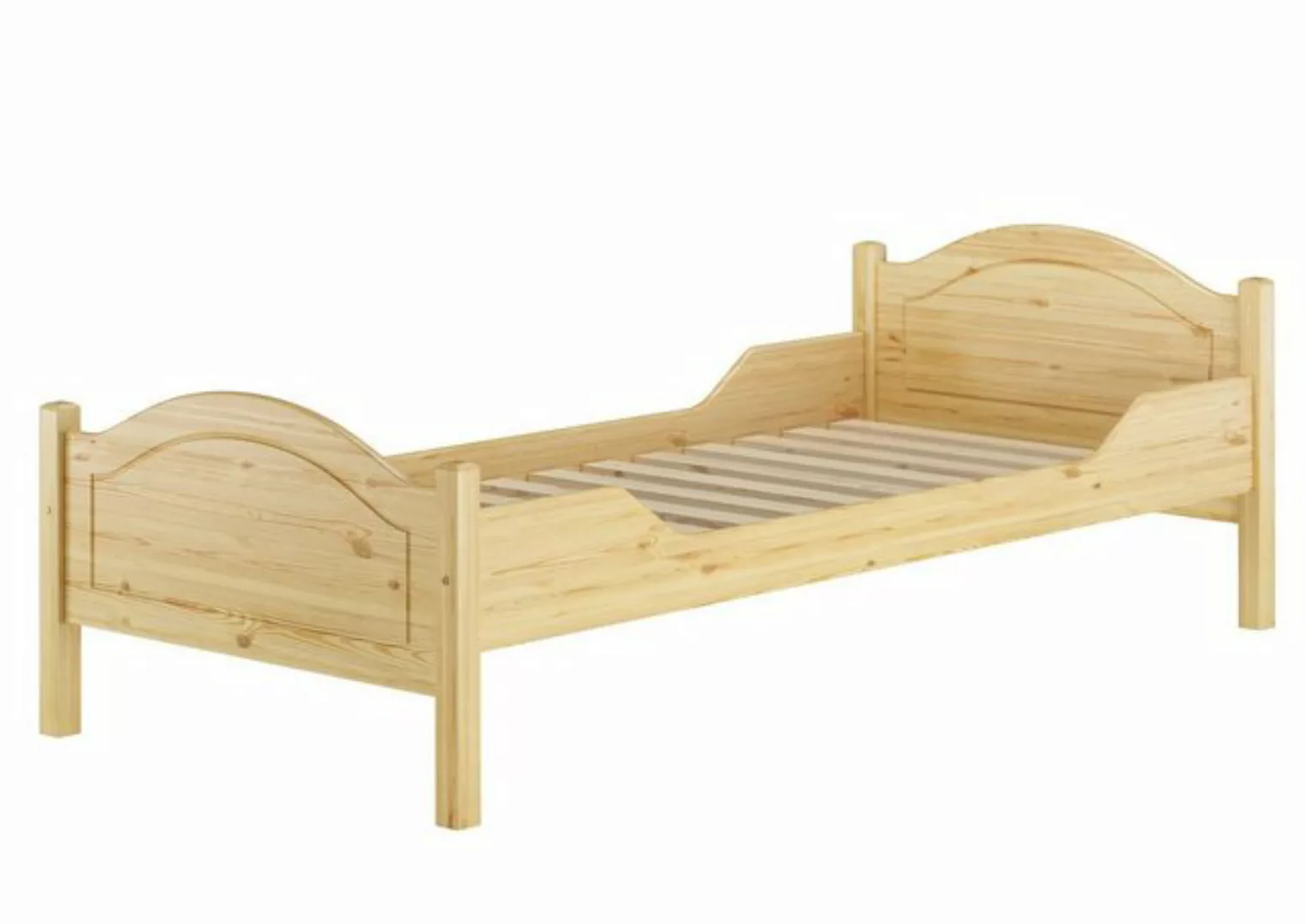 ERST-HOLZ Bett Massivholz-Einzelbett Kiefer 100x200 mit Rost, Kieferfarblos günstig online kaufen