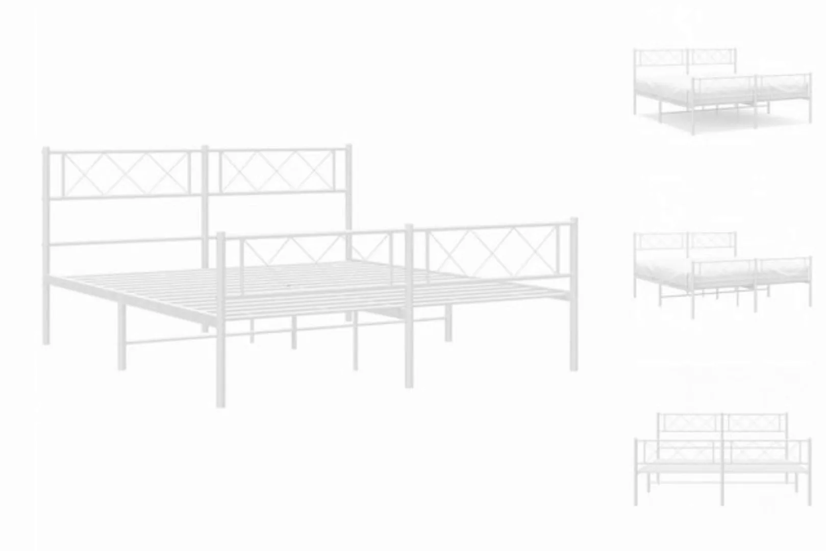 vidaXL Bettgestell Bettrahmen mit Kopf- und Fußteil Metall Weiß 120x200 cm günstig online kaufen