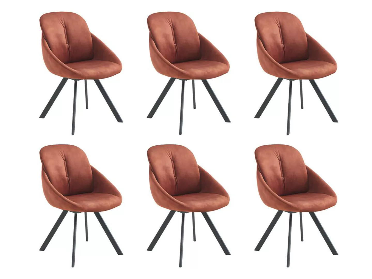 Stuhl mit Armlehnen 6er-Set - Samt & Metall - Terracotta - BUSSELTON günstig online kaufen