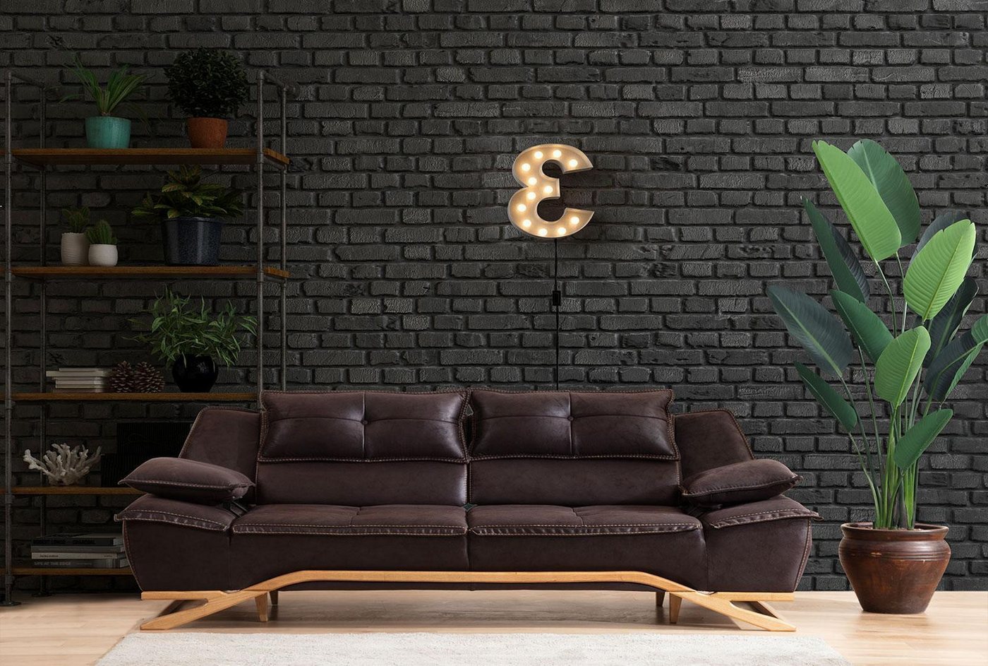 Xlmoebel Sofa Schwarzes Stoffsofa mit Design für drei Personen, Hergestellt günstig online kaufen