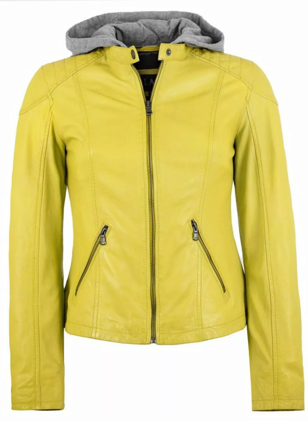 Jilani Lederjacke Laura-1 Echtleder Damen Lederjacke Kapuze Lammnappa gelb günstig online kaufen