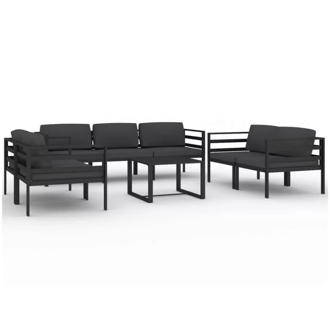 Vidaxl 8-tlg. Garten-lounge-set Mit Kissen Aluminium Anthrazit günstig online kaufen