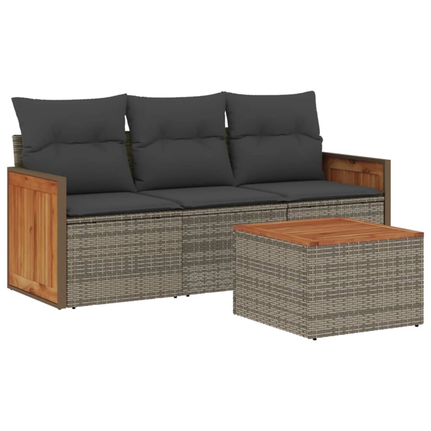 vidaXL 4-Tlg Garten-Sofagarnitur mit Kissen Grau Poly Rattan 3227446 günstig online kaufen