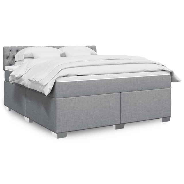 vidaXL Boxspringbett, Boxspringbett mit Matratze Hellgrau 180x200 cm Stoff günstig online kaufen