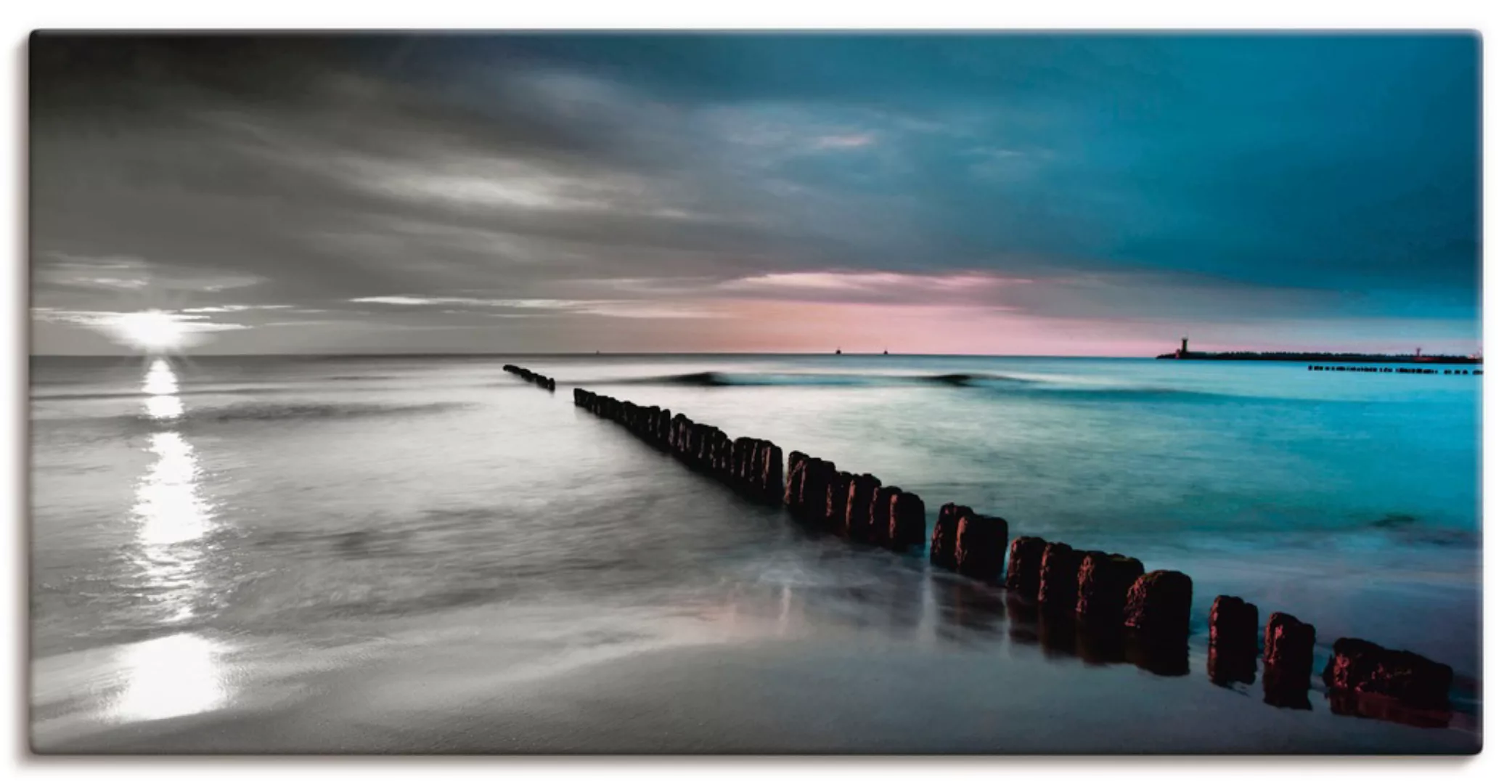 Artland Wandbild "Ostsee mit Sonnenaufgang s/w", Gewässer, (1 St.), als Lei günstig online kaufen