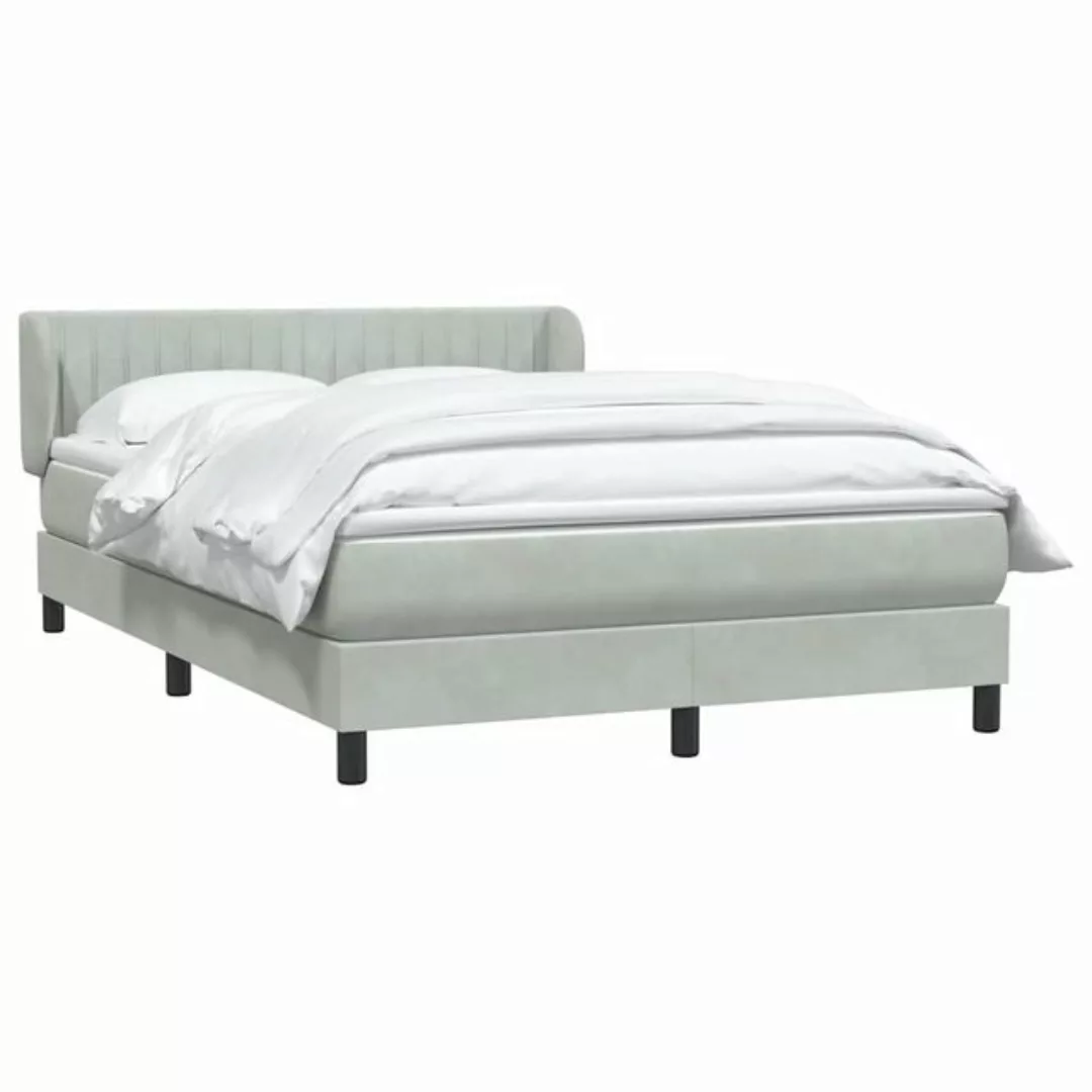 vidaXL Bett Boxspringbett mit Matratze Hellgrau 140x210 cm Samt günstig online kaufen