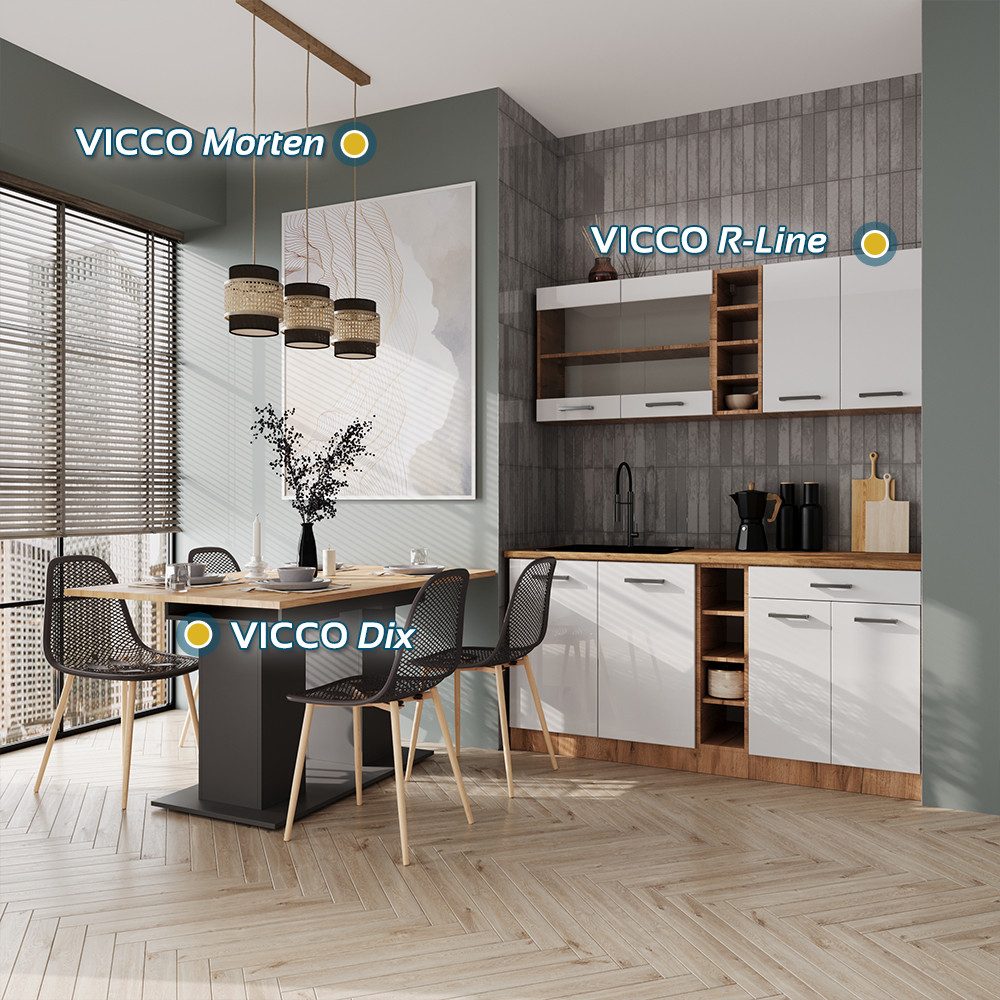 Vicco Esstisch Dix, Anthrazit/Goldkraft Eiche, 140 günstig online kaufen