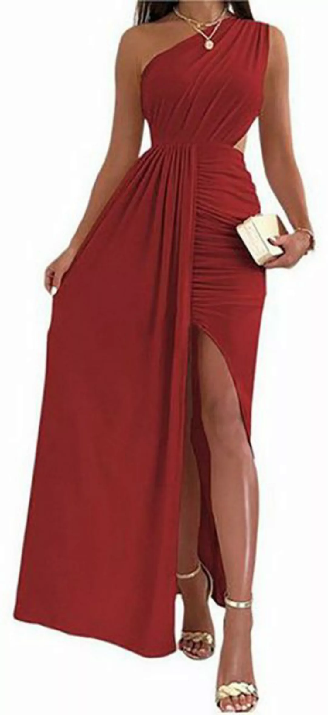 ZWY Midikleid Einfarbiges schulterfreies Abendkleid mit eleganter Schlitz. günstig online kaufen