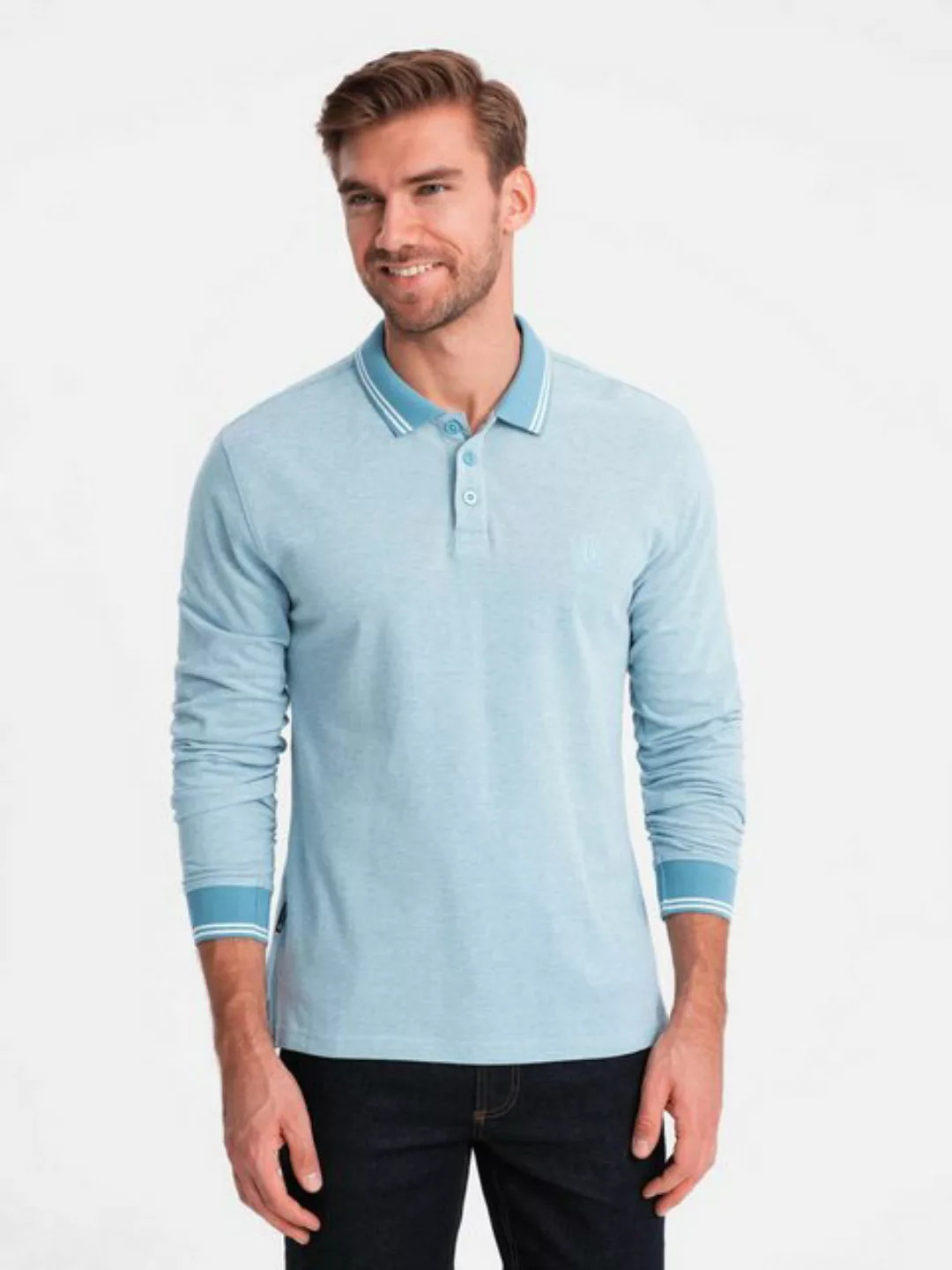 OMBRE Langarm-Poloshirt Herren-Polo-Langarm günstig online kaufen