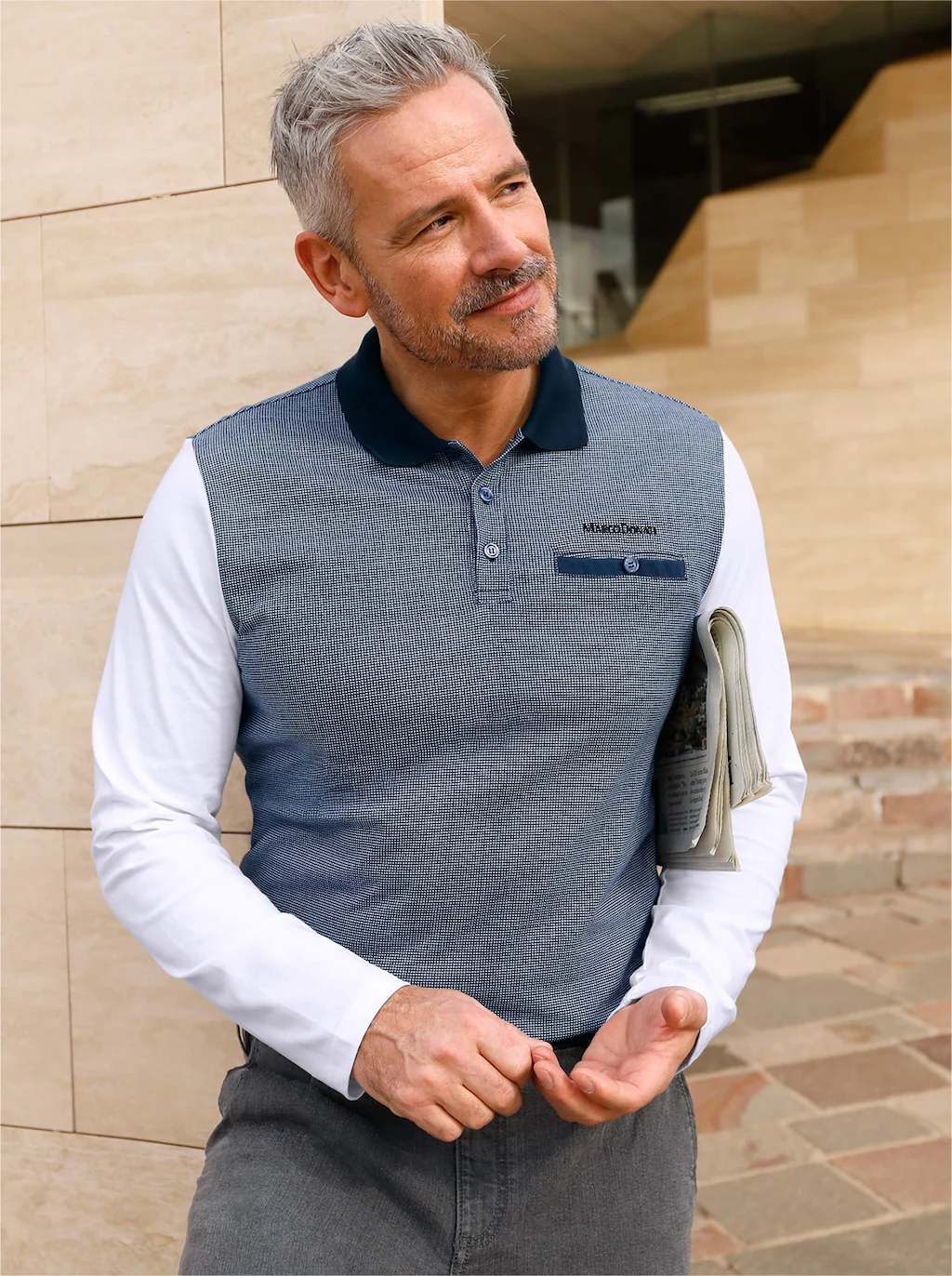 Marco Donati Poloshirt "Langarm-Poloshirt", (1 tlg.) günstig online kaufen