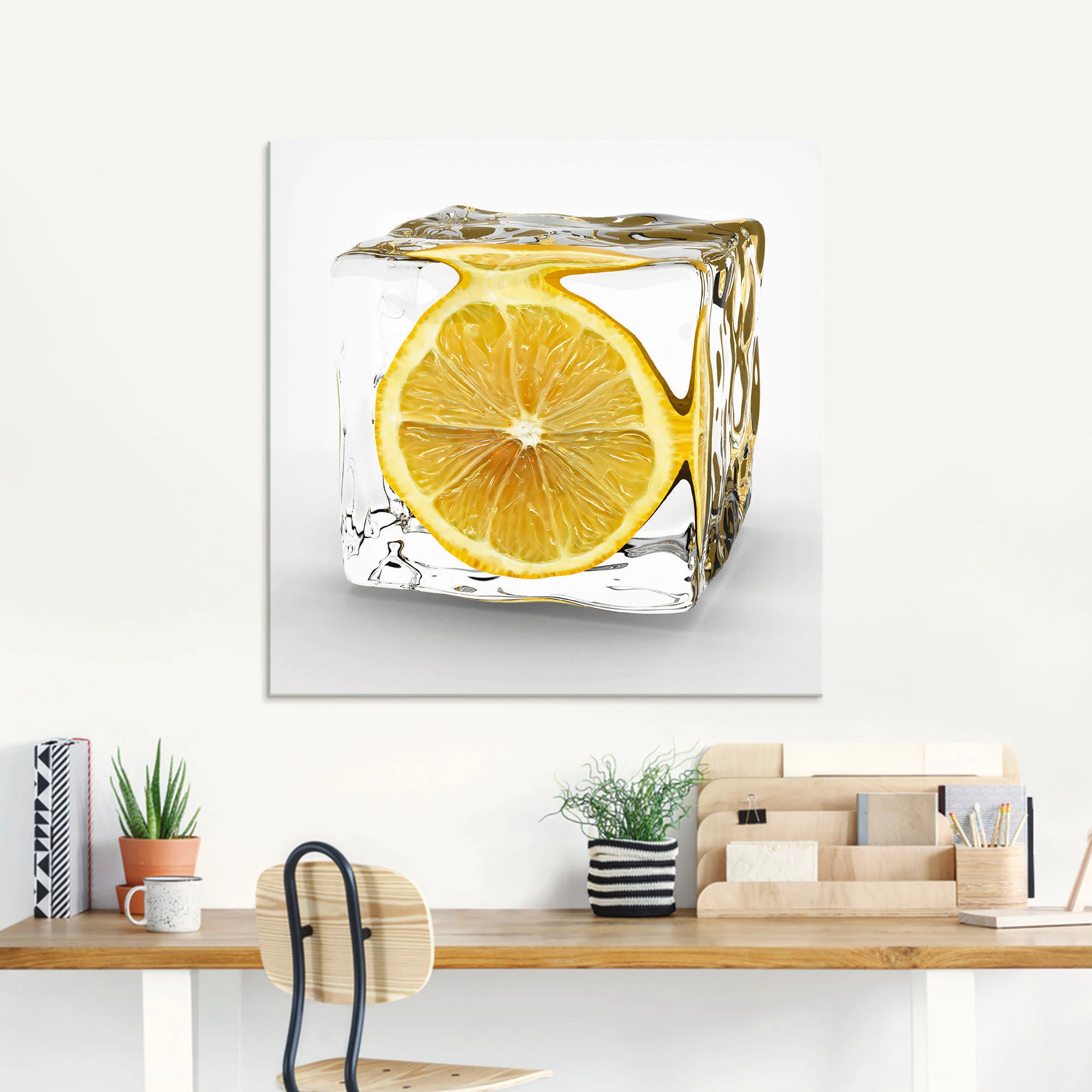 Artland Glasbild "Zitrone im Eiswürfel", Lebensmittel, (1 St.), in verschie günstig online kaufen