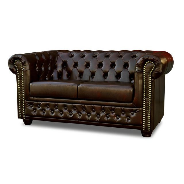 Xlmoebel Sofa Zweisitzer Chesterfield-Sofa York aus Leder, modernes Design. günstig online kaufen