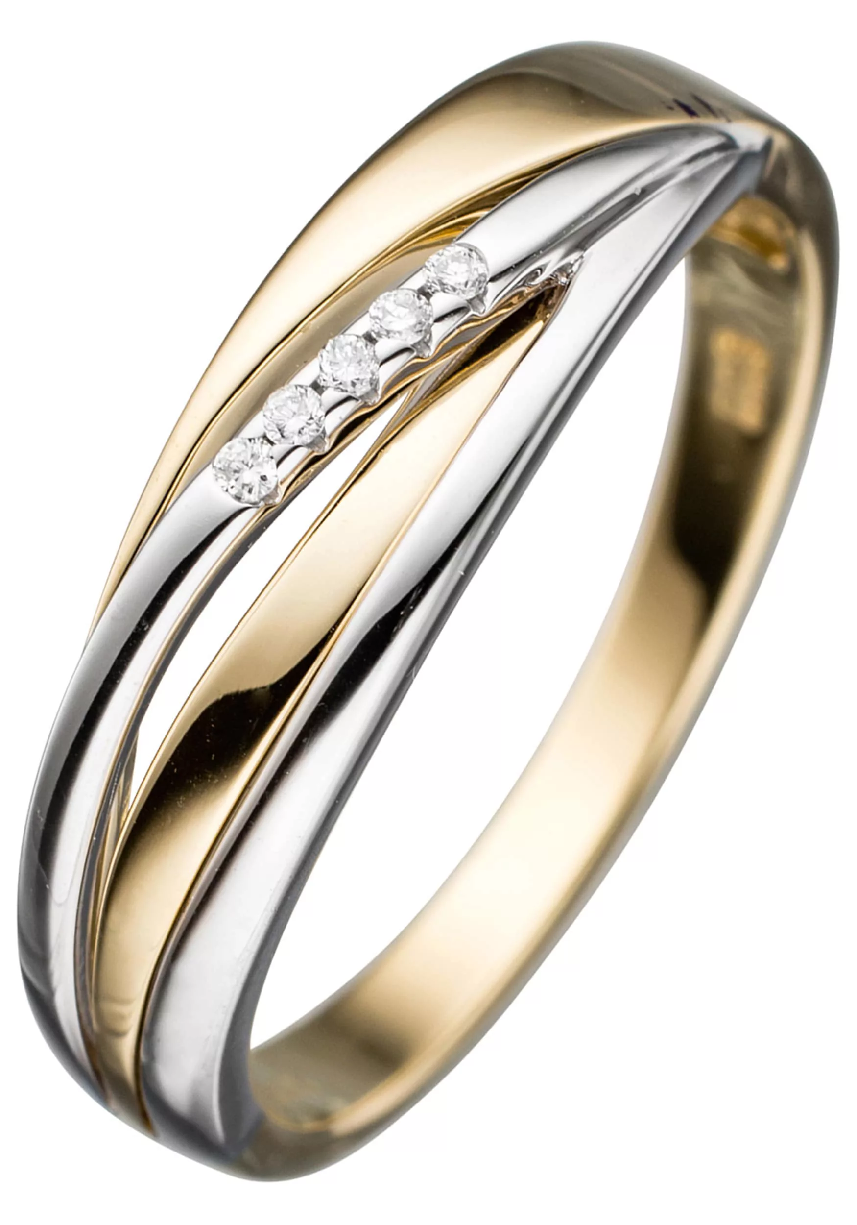 JOBO Diamantring, 585 Gold bicolor mit 5 Diamanten günstig online kaufen
