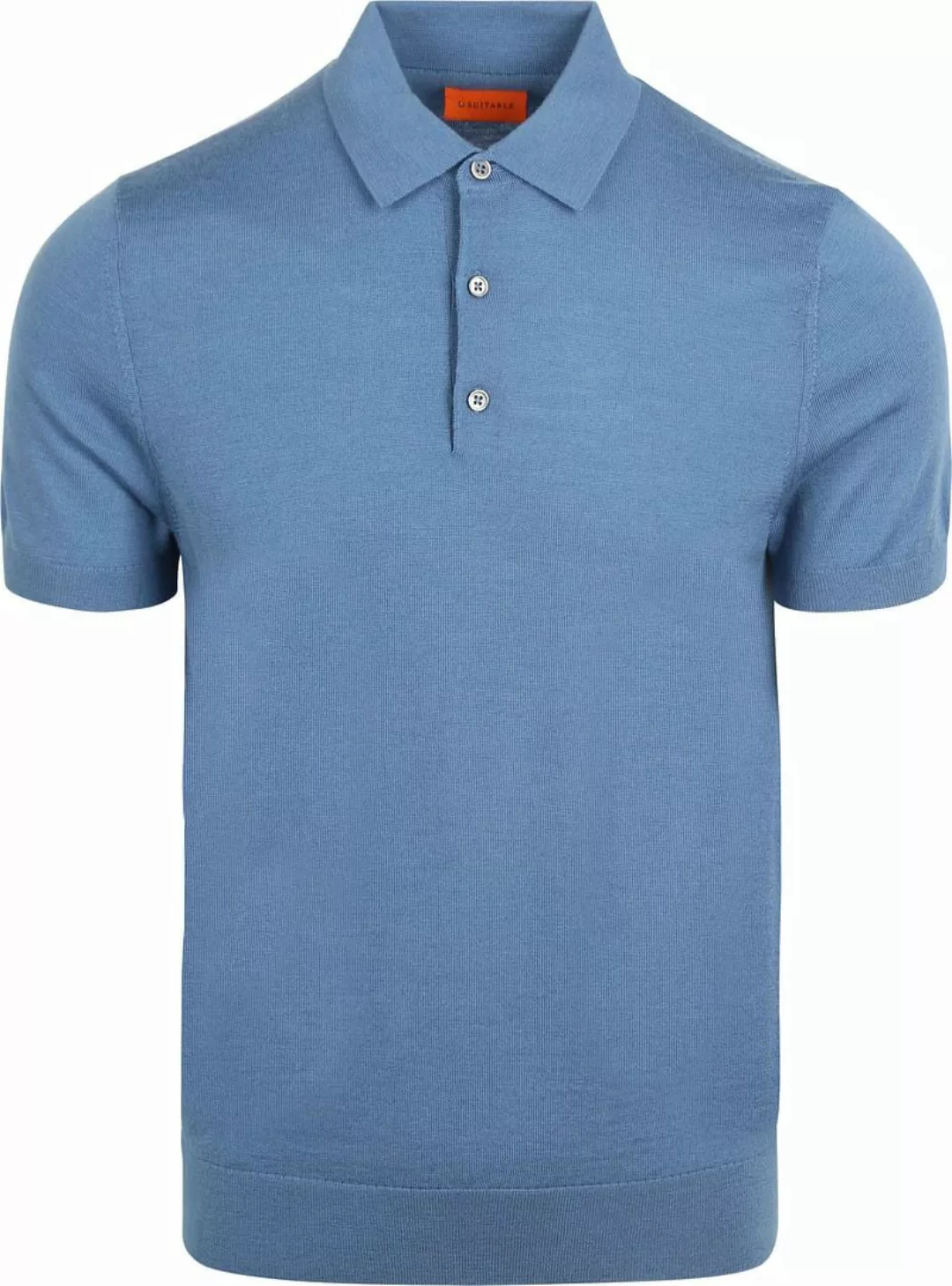 Suitable Poloshirt Merino Wolle Blau - Größe M günstig online kaufen