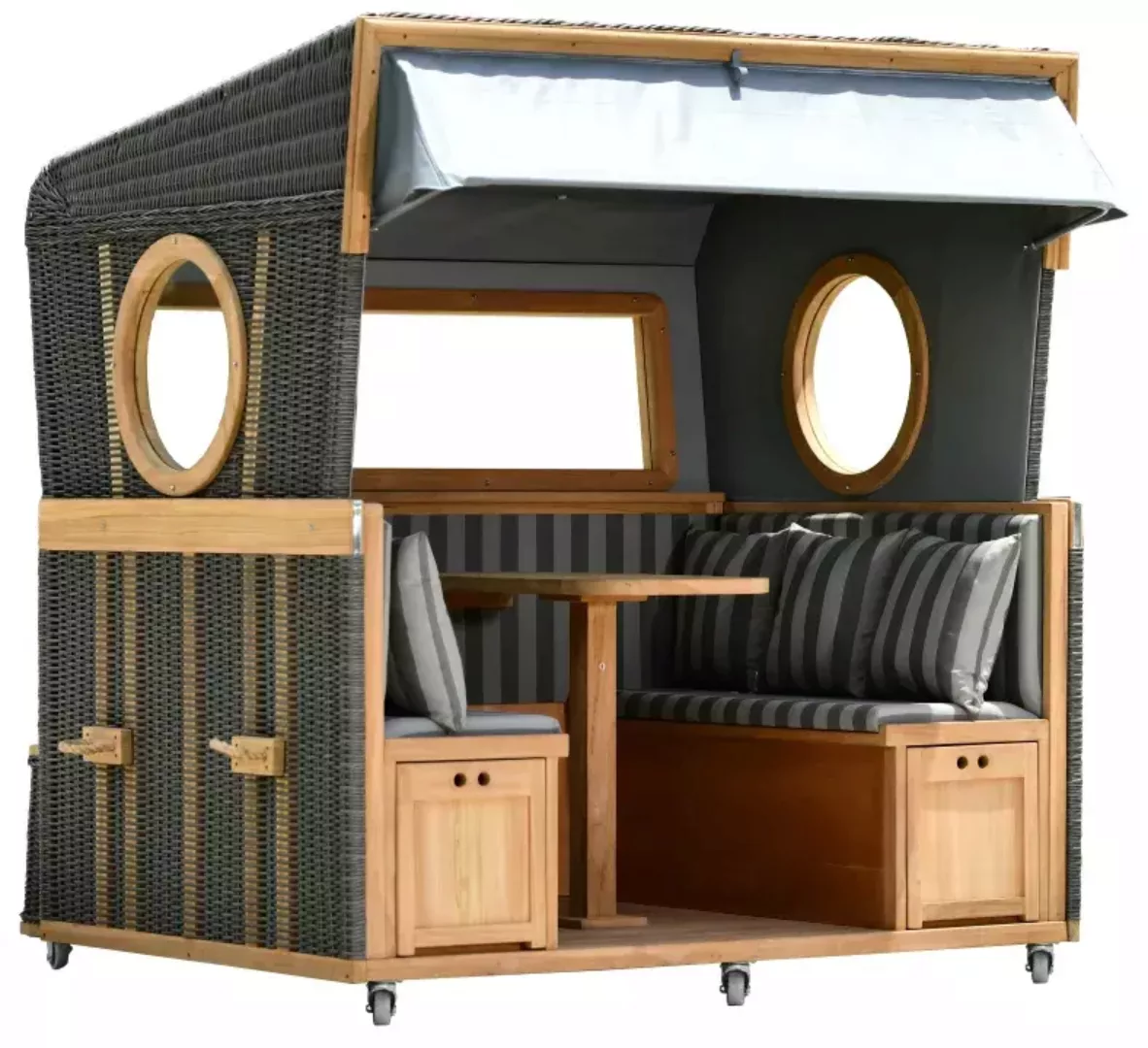 Gosch-Lounge Strandkorb 6-Sitzer Teak PE Grey Dessin 537 günstig online kaufen