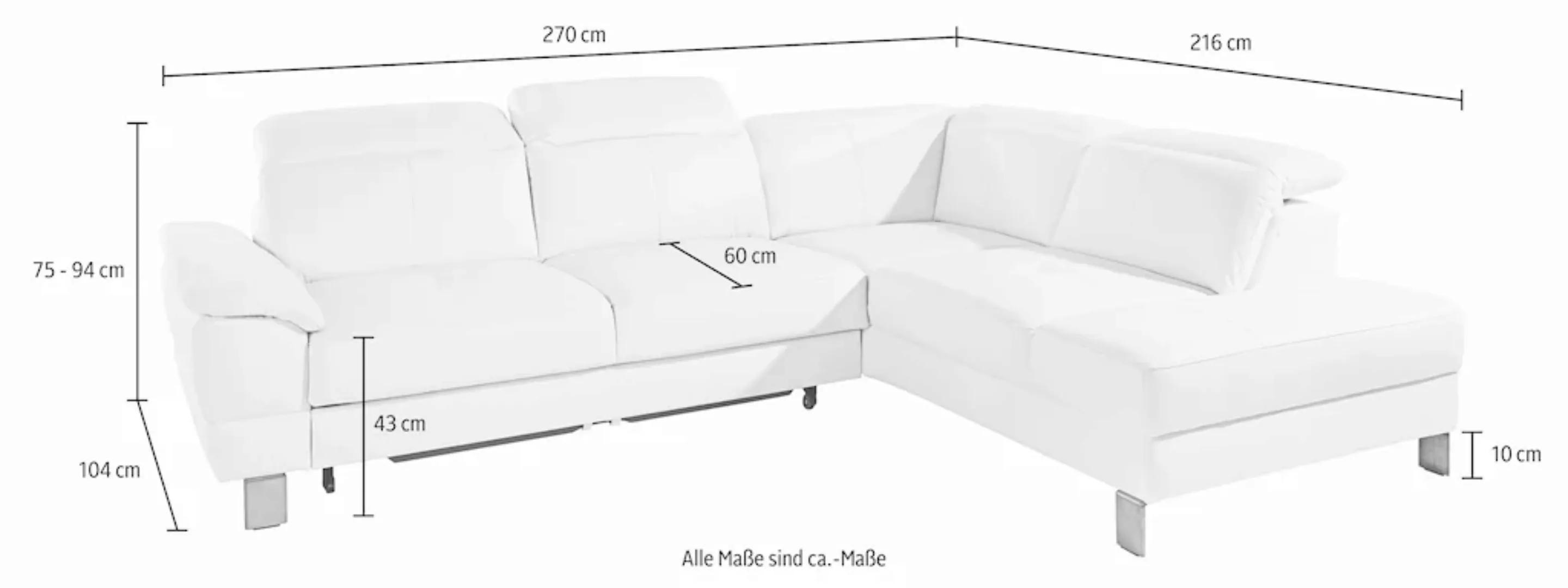 exxpo - sofa fashion Ecksofa "Mantua, L-Form", mit Kopf- bzw. Rückenverstel günstig online kaufen