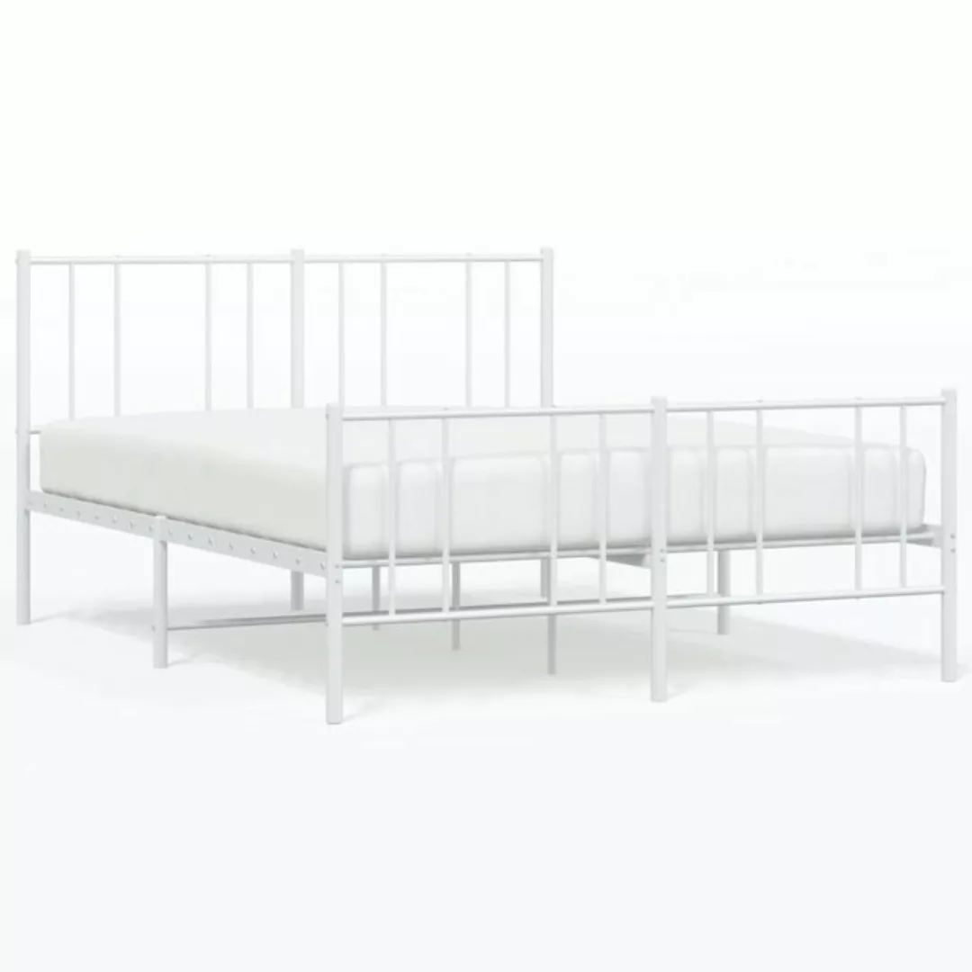 furnicato Bett Bettgestell mit Kopf- und Fußteil Metall Weiß 140x190 cm günstig online kaufen