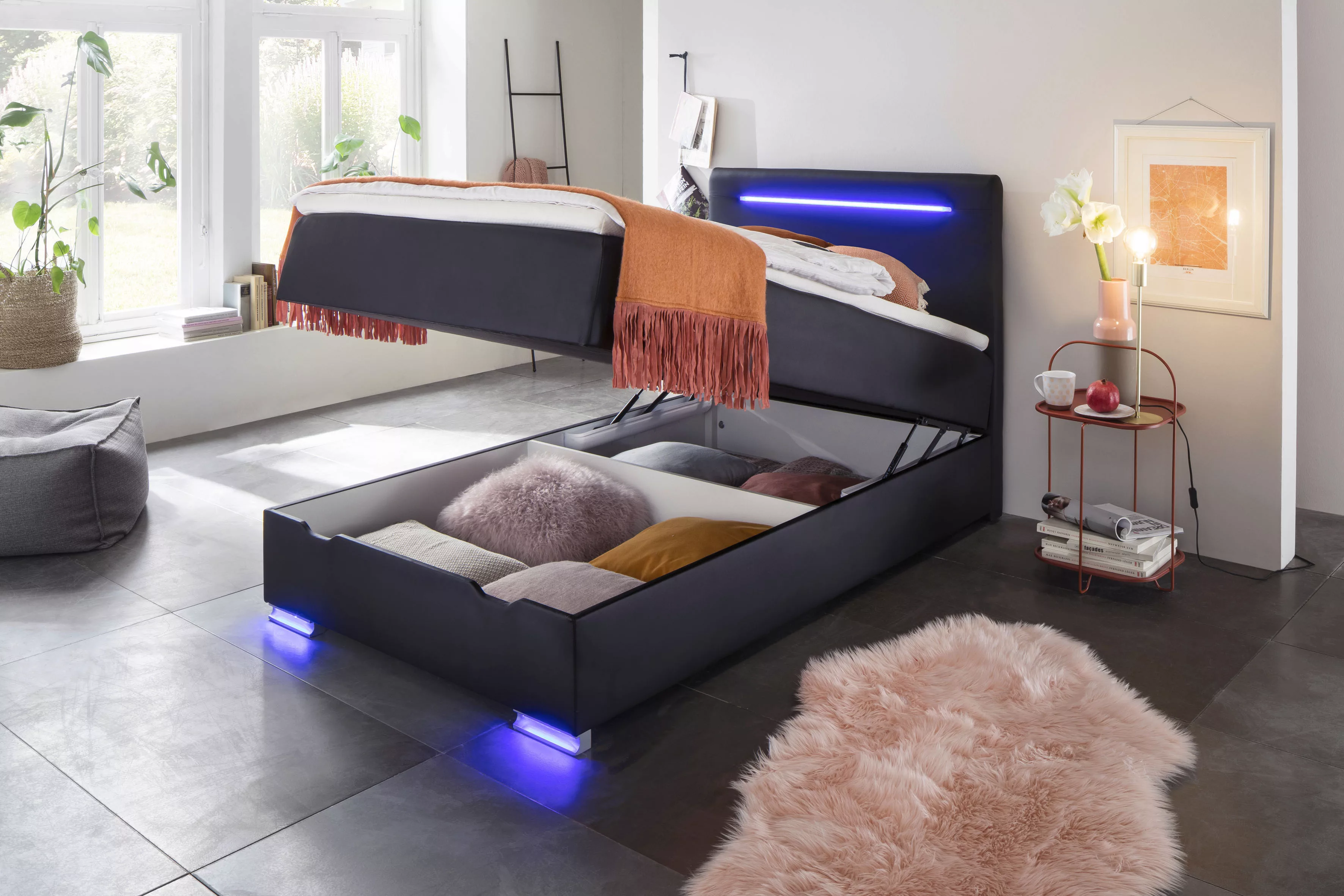 meise.möbel Boxspringbett "Las Vegas", Füße und Kopfteil mit LED-Beleuchtun günstig online kaufen