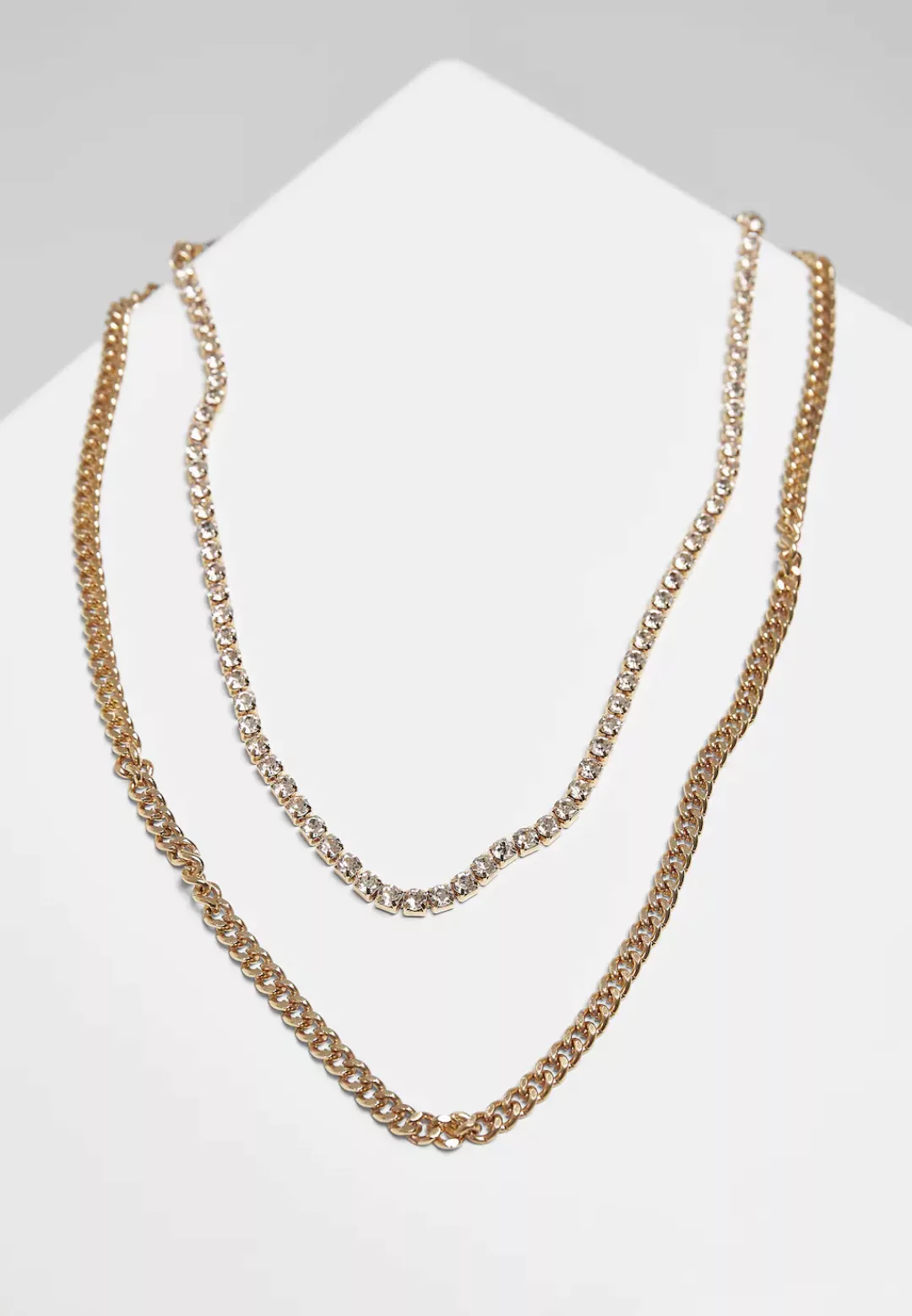 URBAN CLASSICS Edelstahlkette "Accessoires Double Layer Diamond Necklace" günstig online kaufen