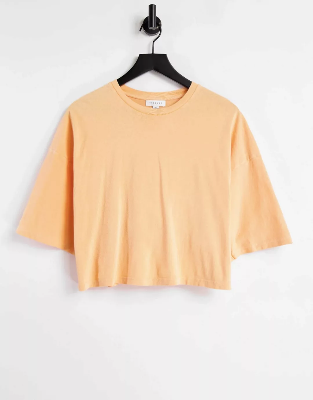 Topshop – Kurzärmliges, kastenförmiges T-Shirt in Korallenorange günstig online kaufen