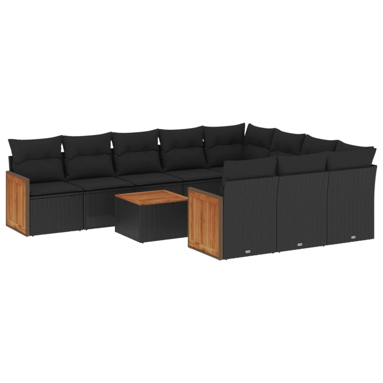 vidaXL 11-tlg Garten-Sofagarnitur mit Kissen Schwarz Poly Rattan Modell 117 günstig online kaufen