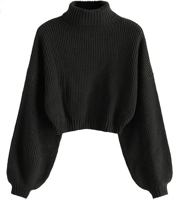 RUZU UG Strickpullover Damen-Pullover mit Langen Ärmeln, Crop-Pullover günstig online kaufen