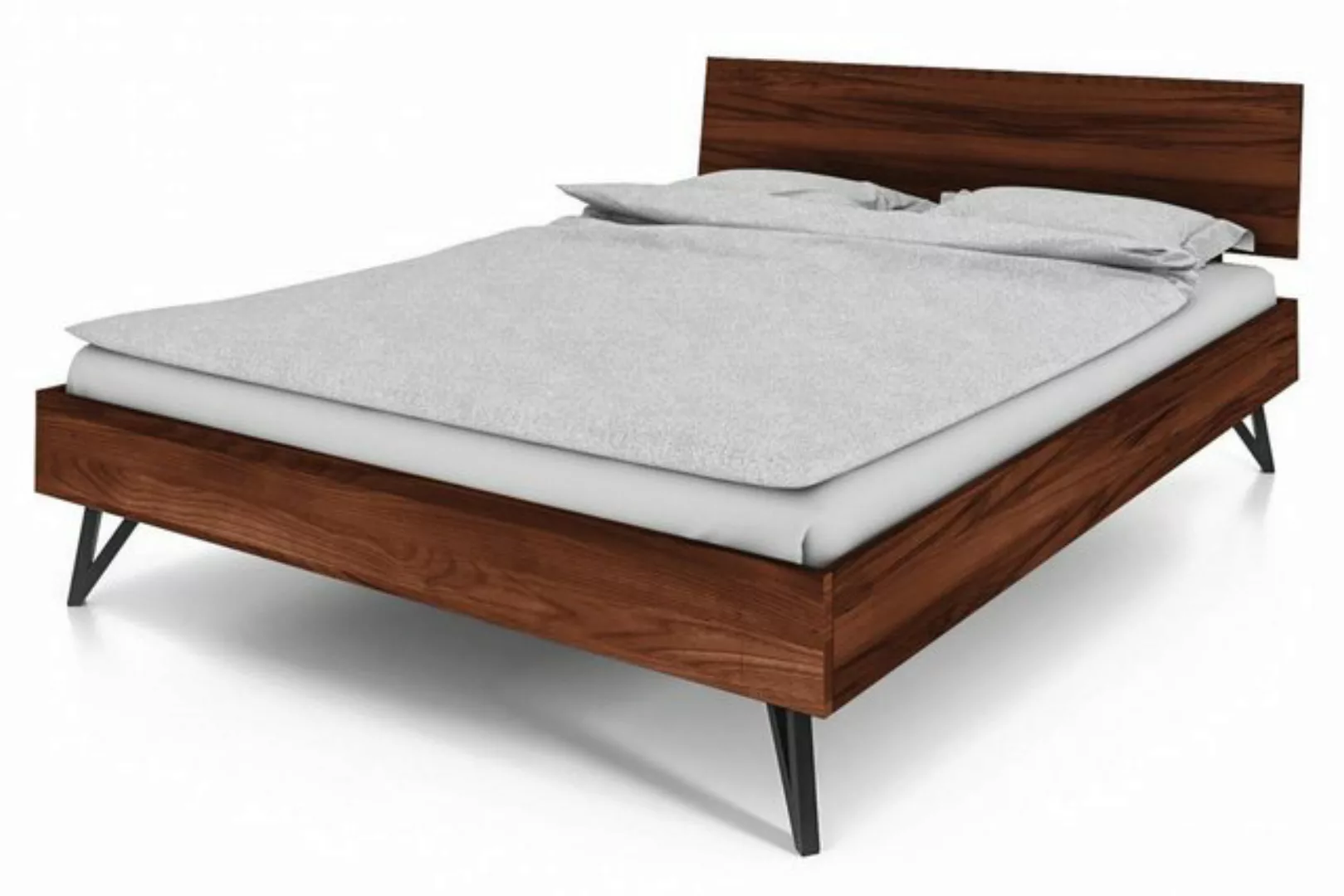 Natur24 Einzelbett Rolo Bett 160x200 cm aus Kernbuche choco massiv mit Holz günstig online kaufen