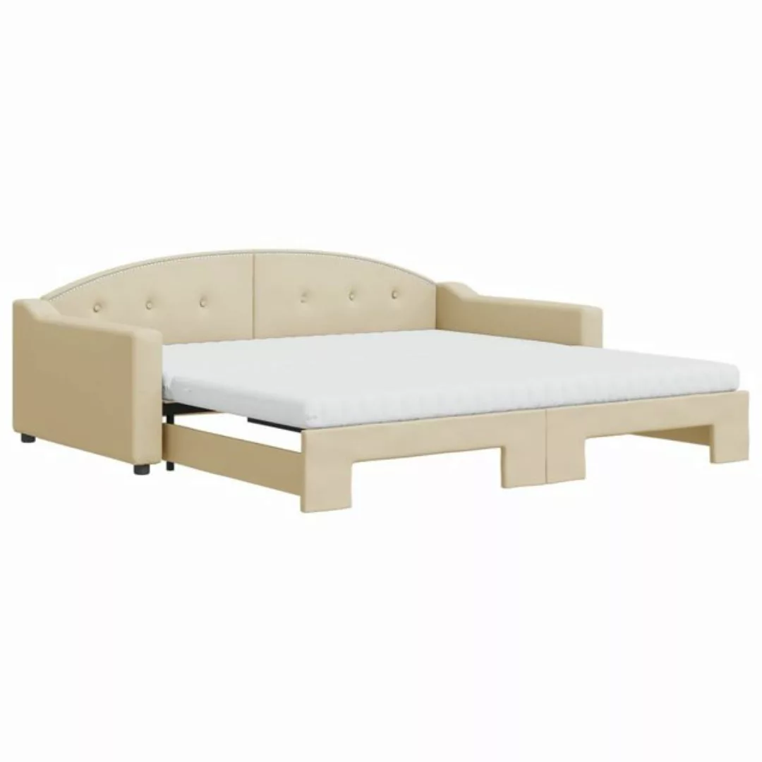 vidaXL Tagesbett Ausziehbar mit Matratzen Creme 100x200 cm Stoff1881280 günstig online kaufen