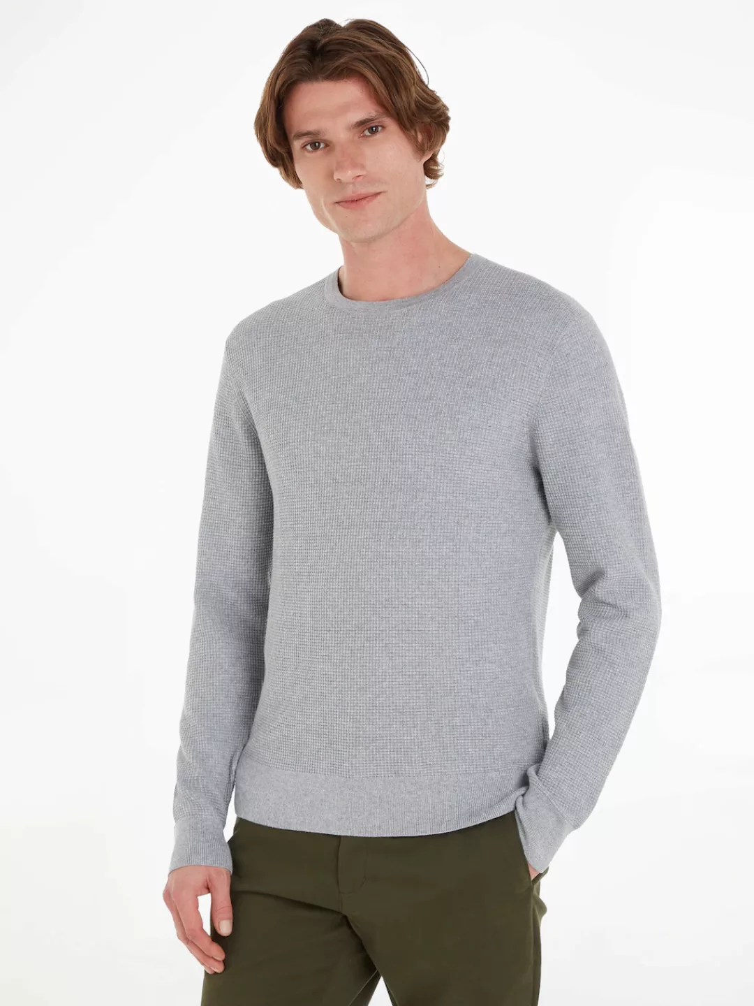 Calvin Klein Rundhalspullover "WAFFLE STRUCTURE SWEATER", mit Markenlabel günstig online kaufen