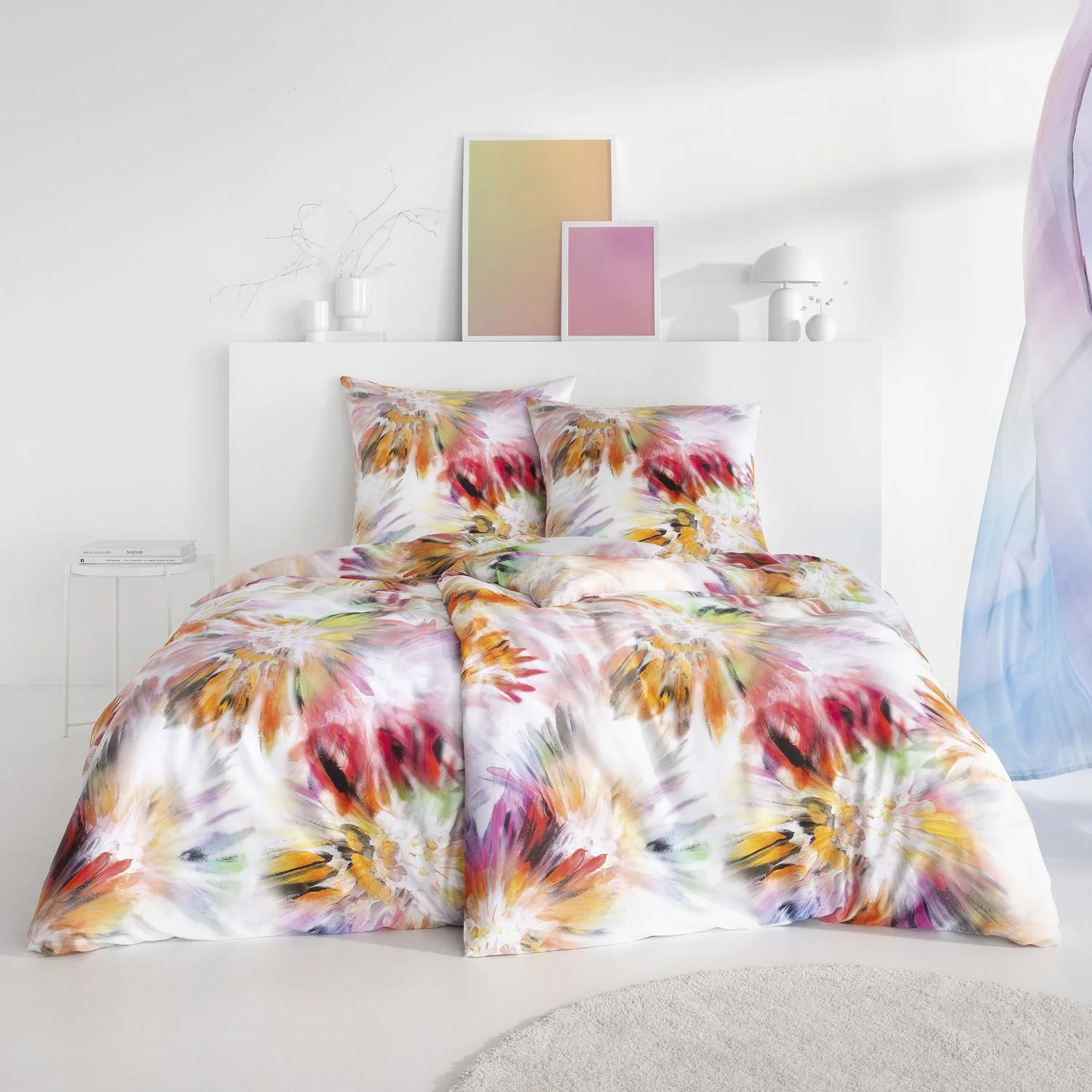 Estella Mako Satin Bettwäsche Alison 4830-985 Blumen Bunt 135x200 günstig online kaufen