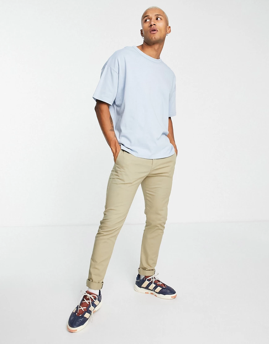 ASOS DESIGN – Schweres Oversize-T-Shirt aus Bio-Baumwolle in Hellblau günstig online kaufen