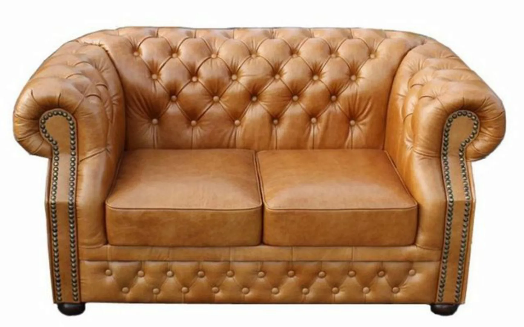 Casa Padrino 2-Sitzer Luxus Echtleder 2er Sofa Hellbraun 180 x 90 x H. 80 c günstig online kaufen