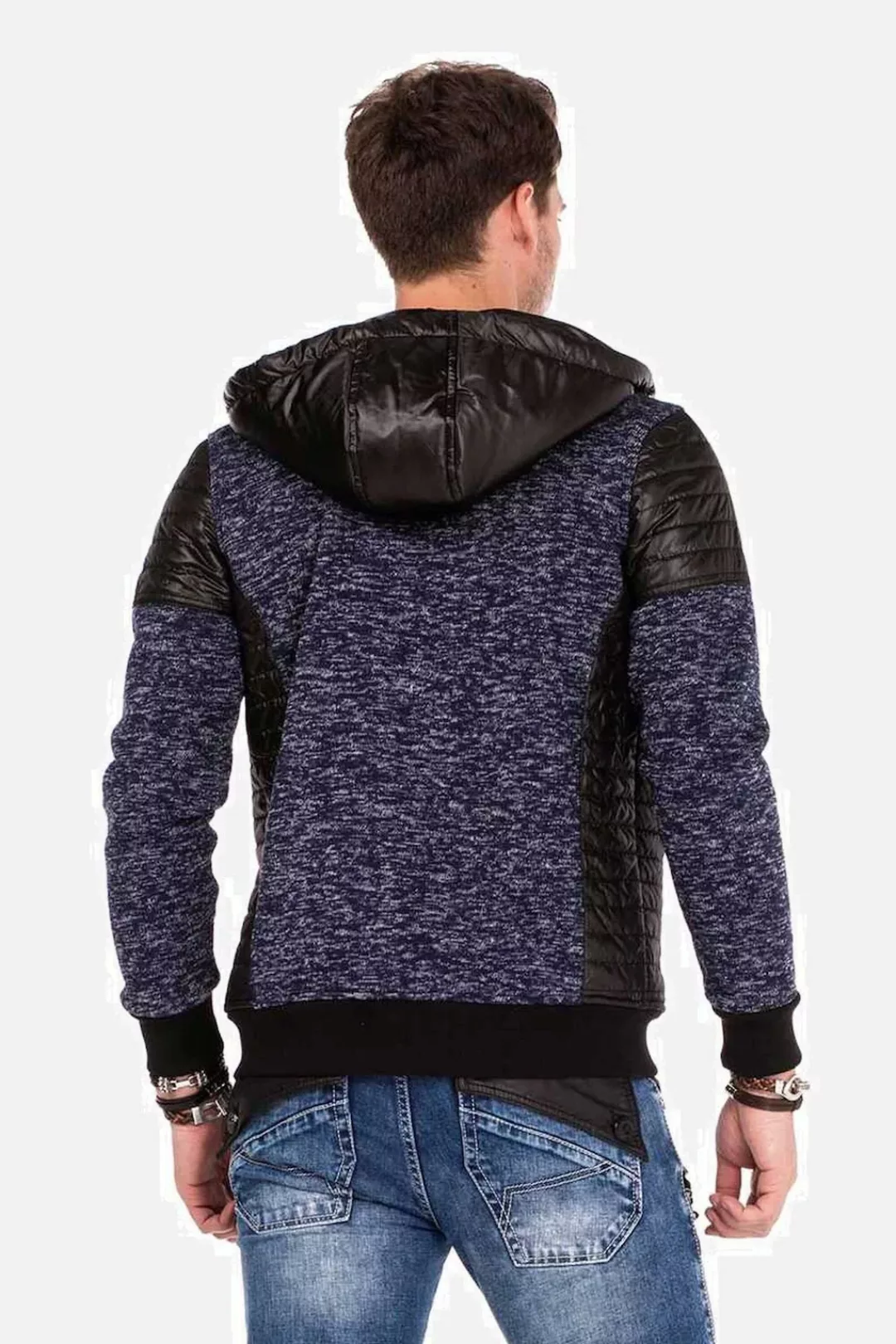 Cipo & Baxx Strickjacke "Strickjacke", mit Leder Highlights, CL-310 günstig online kaufen