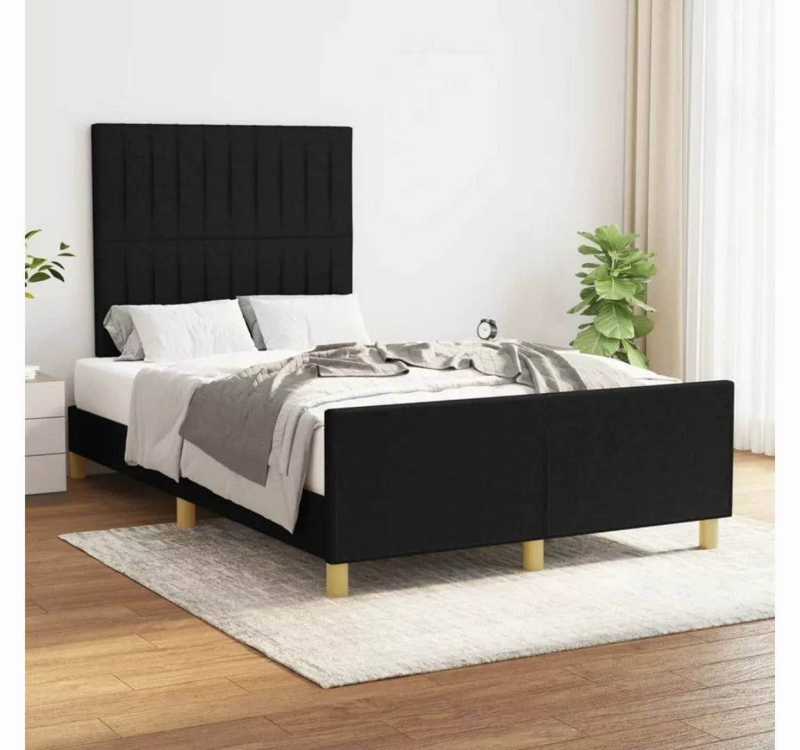 furnicato Bett Bettgestell mit Kopfteil Schwarz 120x200 cm Stoff günstig online kaufen