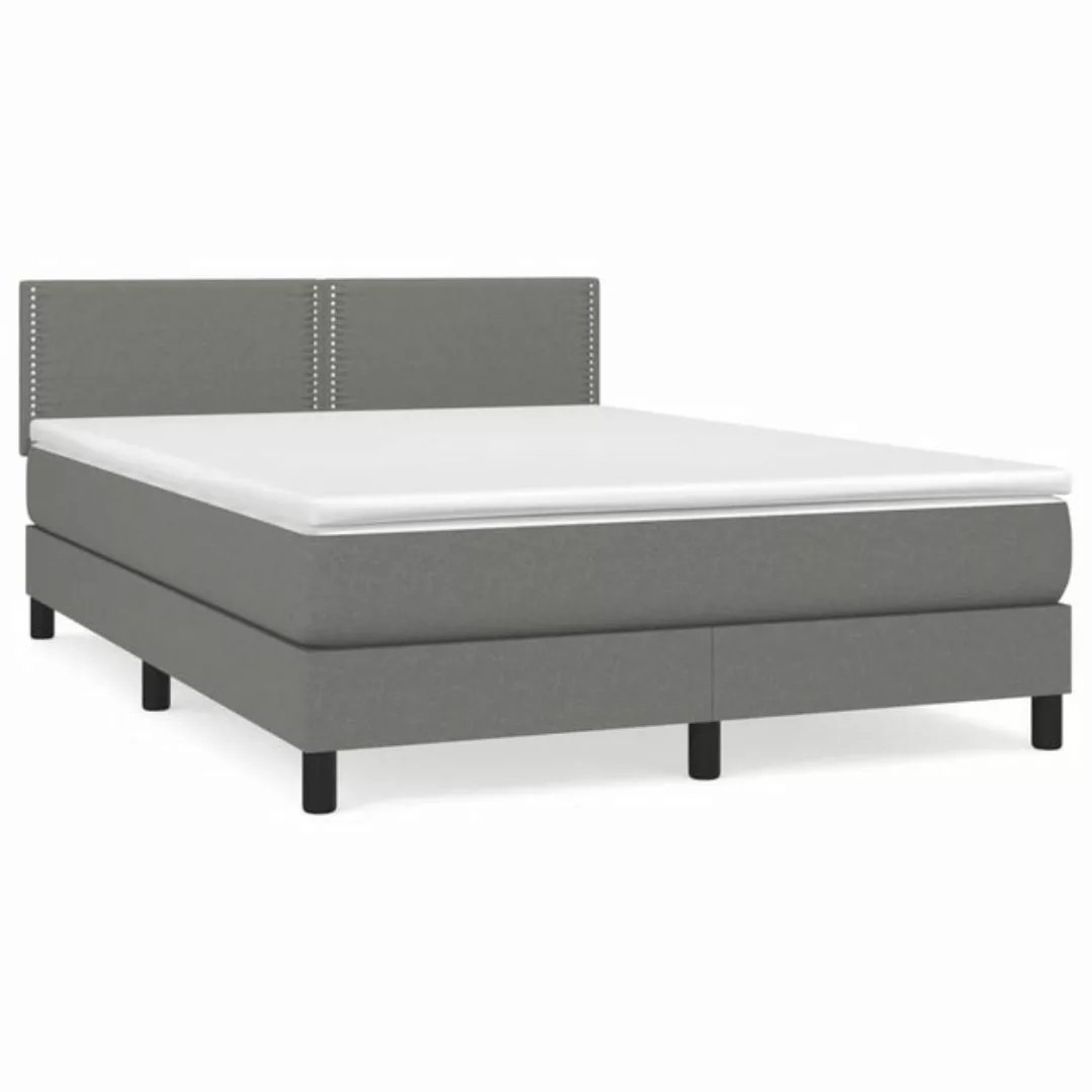 vidaXL Boxspringbett Boxspringbett mit Matratze Dunkelbraun 140x200 cm Stof günstig online kaufen