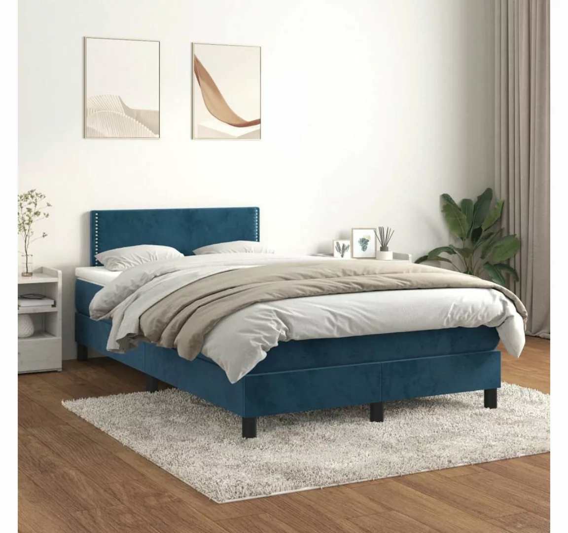 vidaXL Boxspringbett Bett Boxspringbett mit Matratze Samt (120 x 200 cm, Bl günstig online kaufen