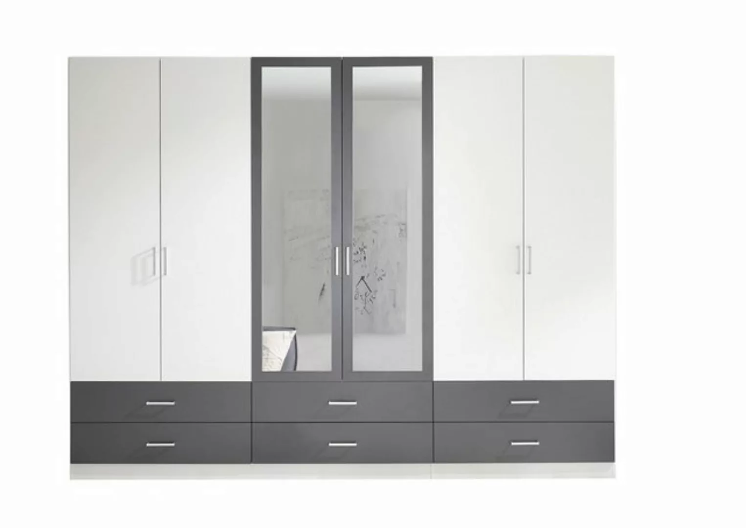 Kleiderschrank Janne weiß Graphit B/H/T: ca. 272x211x55 cm günstig online kaufen