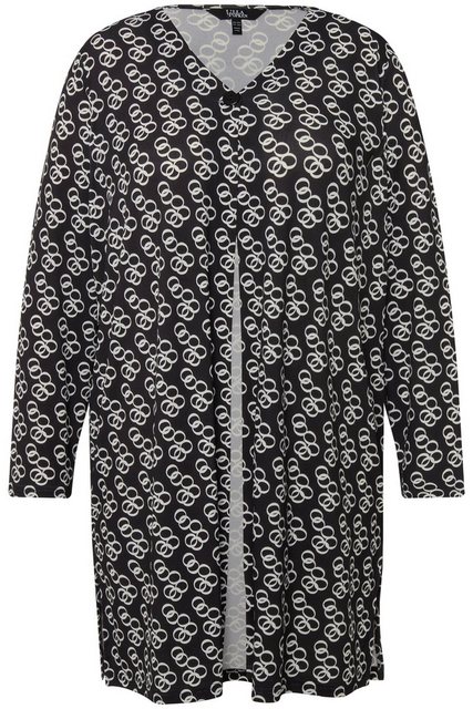 Ulla Popken Longshirt Jerseyjacke Ringmuster A-Linie V-Ausschnitt günstig online kaufen