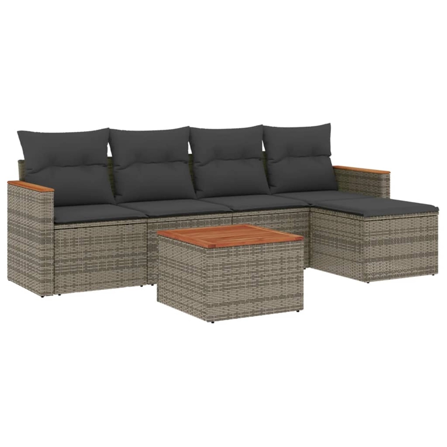 vidaXL 6-Tlg Garten-Sofagarnitur mit Kissen Grau Poly Rattan 3258329 günstig online kaufen
