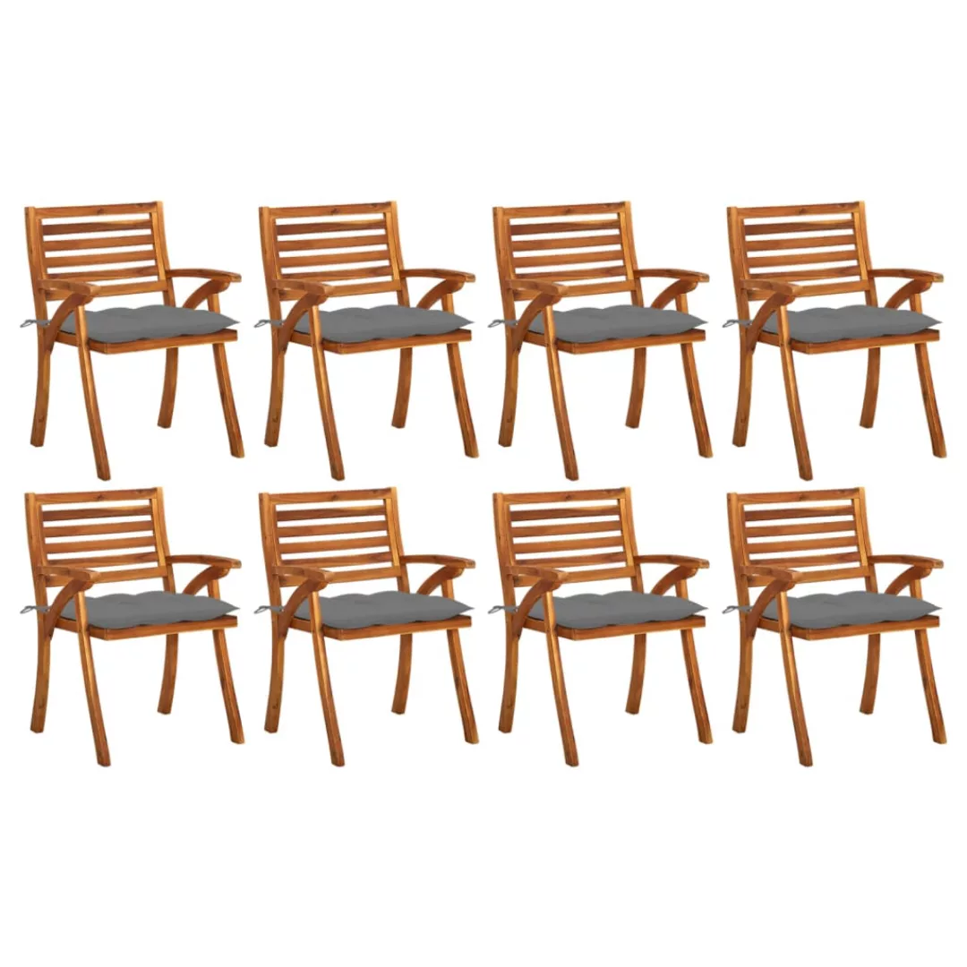 Gartenstühle Mit Kissen 8 Stk. Massivholz Akazie günstig online kaufen