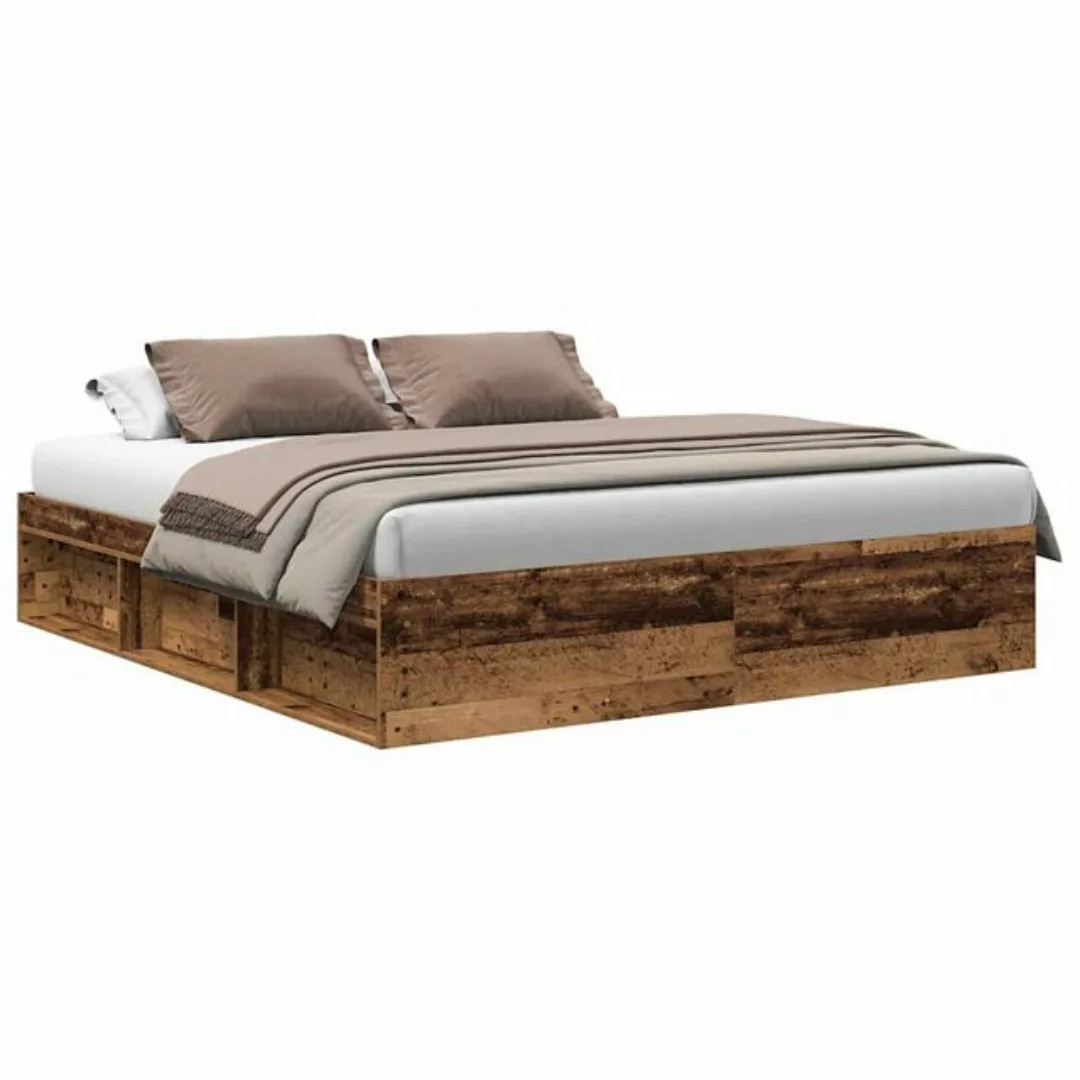 vidaXL Bett Bettgestell ohne Matratze Altholz-Optik 200x200cm Holzwerkstoff günstig online kaufen