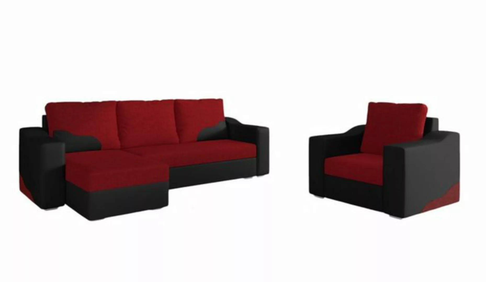 Fun Möbel Polstergarnitur Sofaset Ecksofa COLLIN mit Ottomane plus Sessel, günstig online kaufen