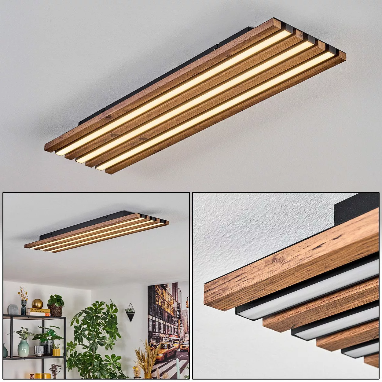 hofstein Deckenleuchte Deckenpanel aus Metall/MDF/Kunststoff in günstig online kaufen