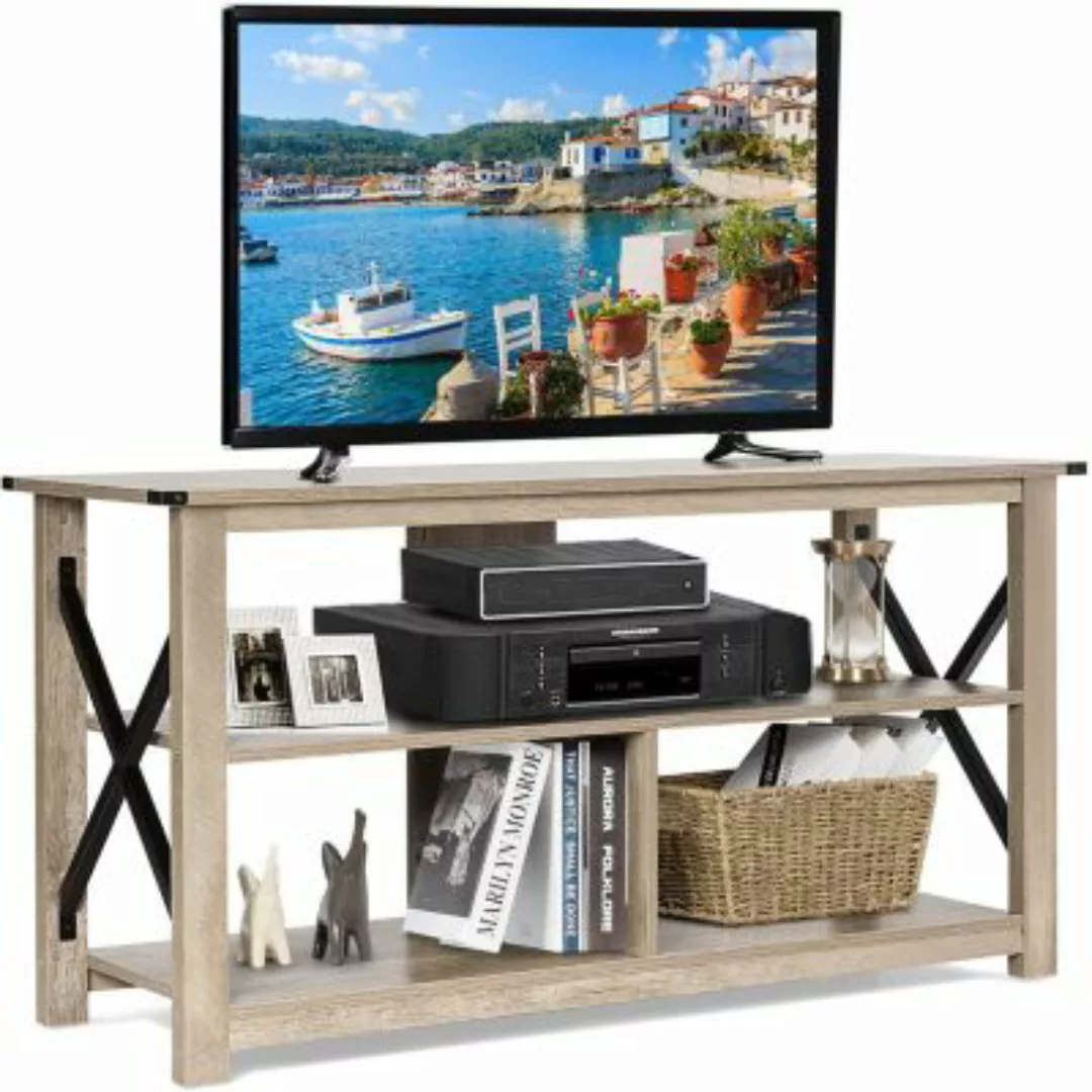 COSTWAY® TV-Ständer 3-stöckiger grau günstig online kaufen