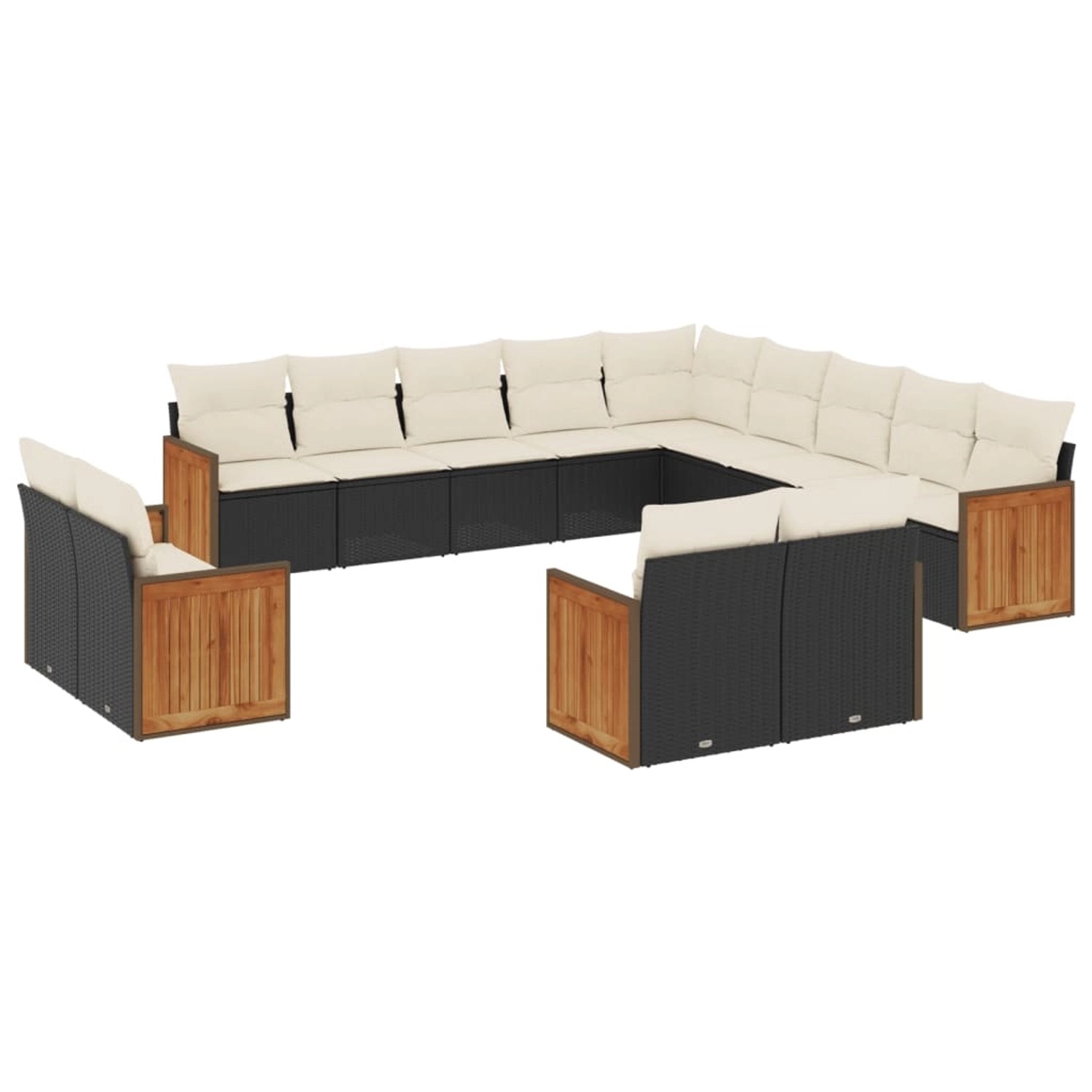 vidaXL 13-Tlg Garten-Sofagarnitur mit Kissen Schwarz Poly Rattan 3228205 günstig online kaufen