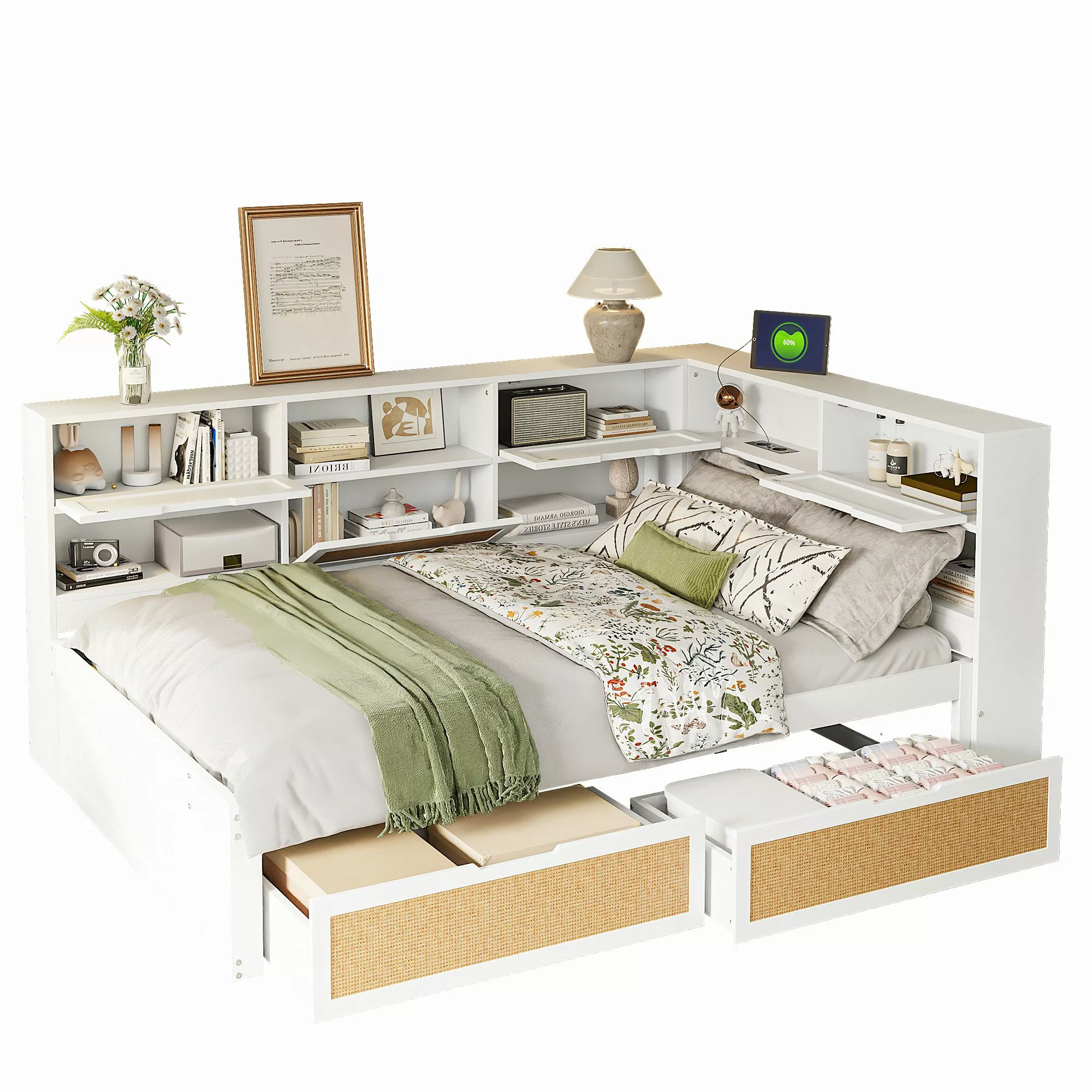 OKWISH Stauraumbett Holzbett Einzelbett Kinderbett mit günstig online kaufen