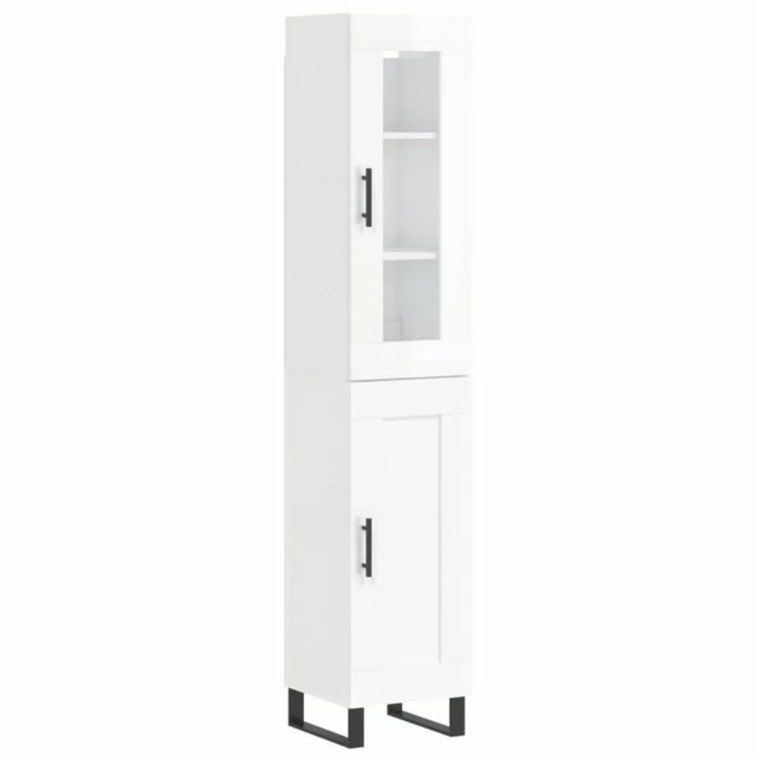 vidaXL Vitrine Highboard Hochglanz-Weiß 34,5x34x180 cm Spanplatte Glas Vitr günstig online kaufen