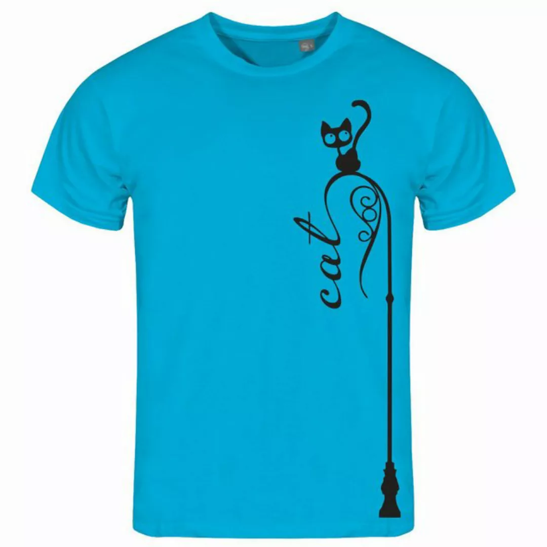 deinshirt Print-Shirt Herren T-Shirt Katze auf Laterne Funshirt mit Motiv günstig online kaufen