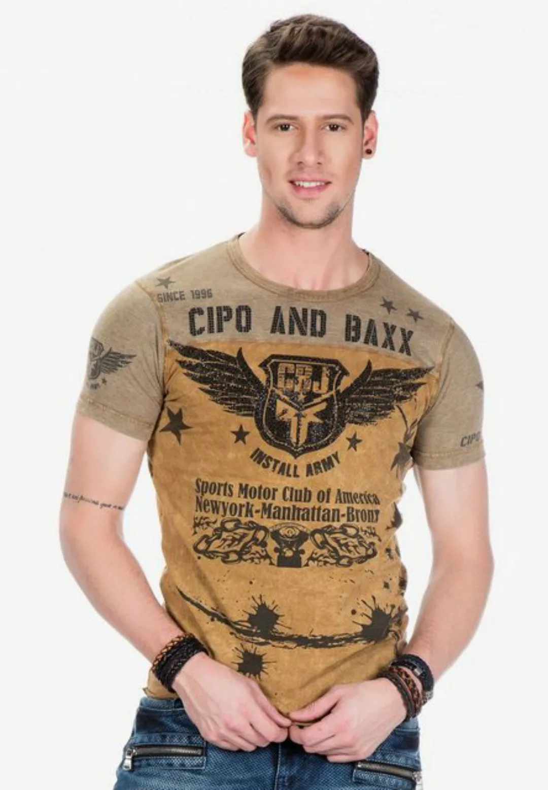 Cipo & Baxx T-Shirt mit lässigem Biker-Print günstig online kaufen