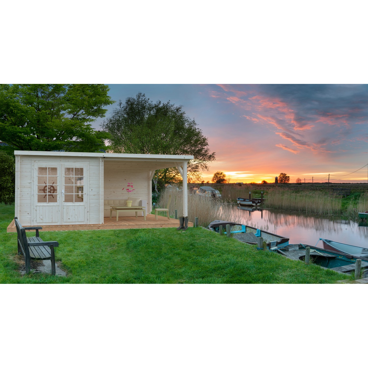 Palmako Gartenhaus Ella 530 x 300 cm Lackiert Hellgrau-Anthrazit FSC® günstig online kaufen